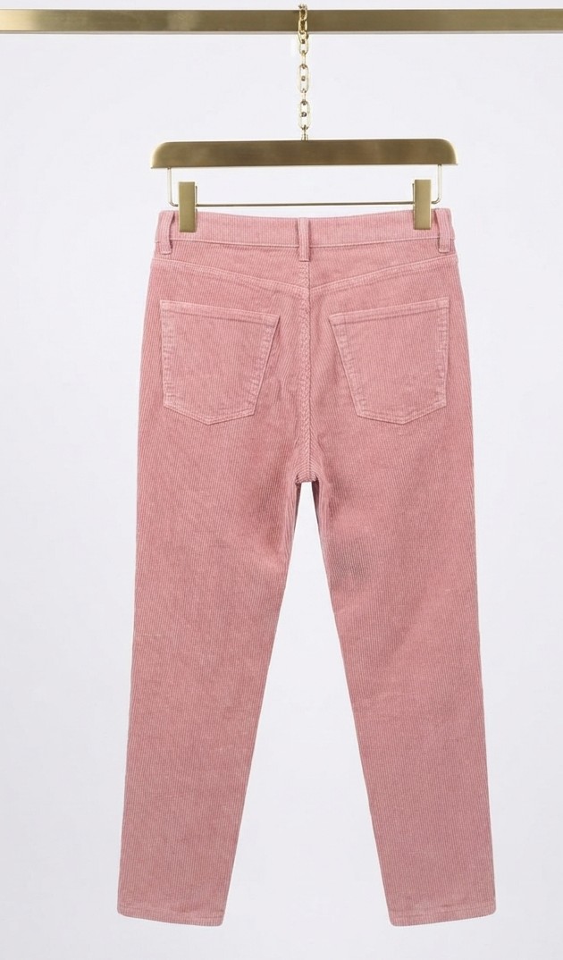 Pantalones Mom Fit de Cotele Rosa Palo TOPSHOP (L-42) NUEVO CON ETIQUETAS 5