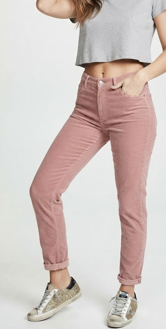 Pantalones Mom Fit de Cotele Rosa Palo TOPSHOP (L-42) NUEVO CON ETIQUETAS 1