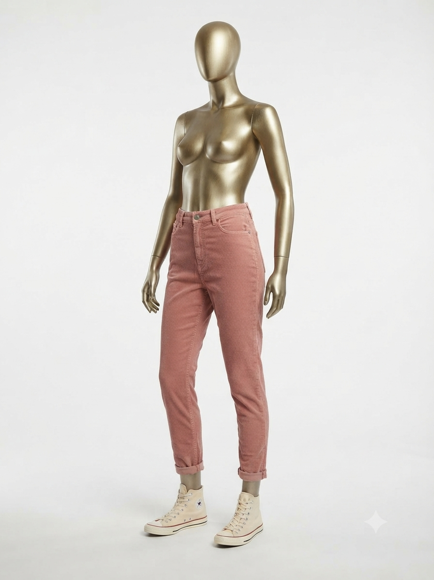 Pantalones Mom Fit de Cotele Rosa Palo TOPSHOP (L-42) NUEVO CON ETIQUETAS 4