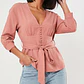 Blusa Escote V Botones y Lazada (Manga 3/4) TOPSHOP (S) NUEVO CON ETIQUETAS - Miniatura 1