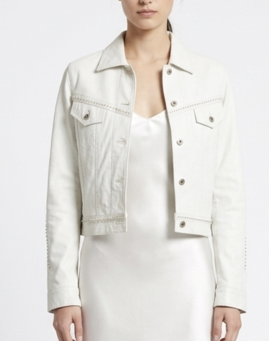 Chaqueta 100% Cuero Diseño Ornamental Western Chic MADE IN ITALY (XS) 1