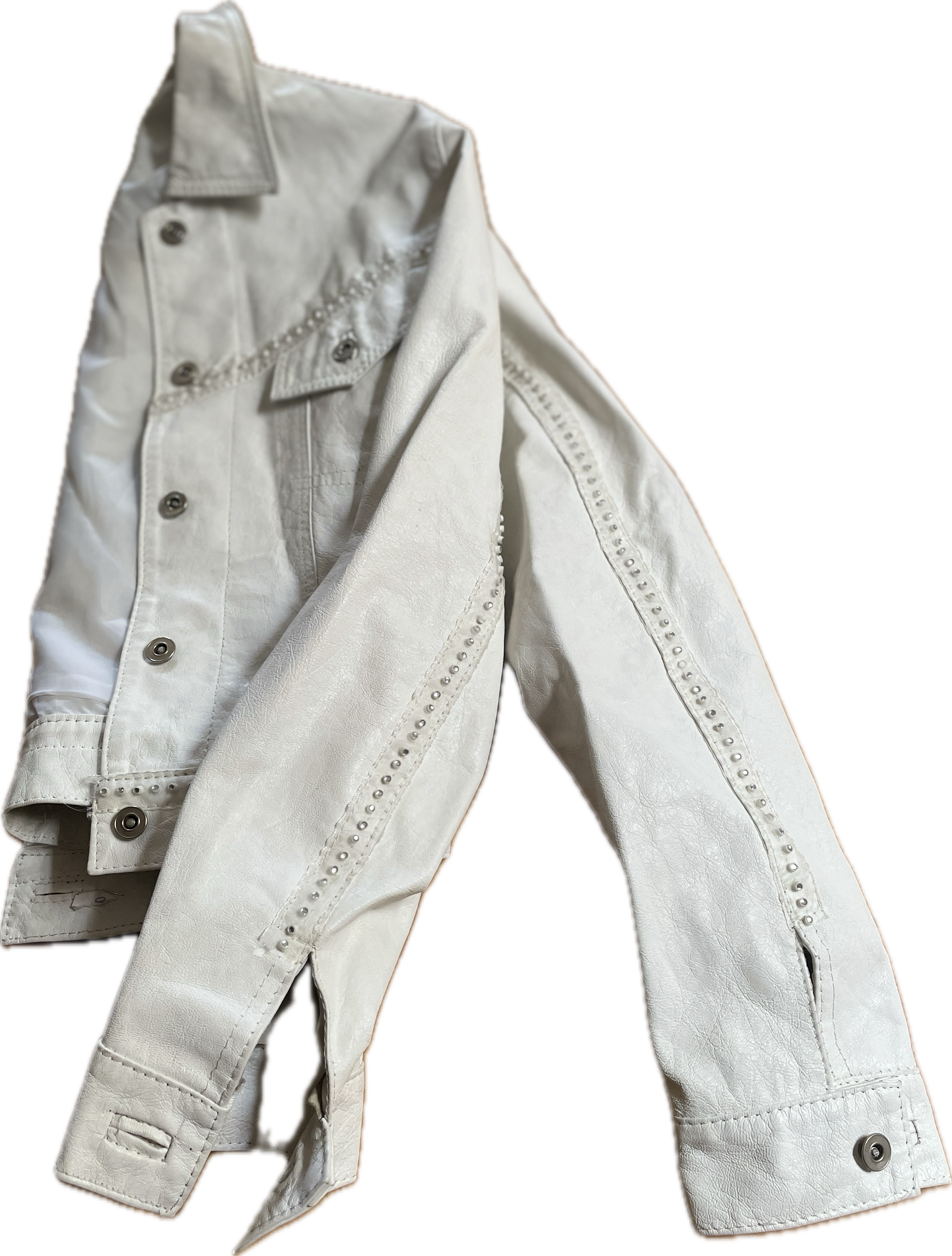 Chaqueta 100% Cuero Diseño Ornamental Western Chic MADE IN ITALY (XS) 6