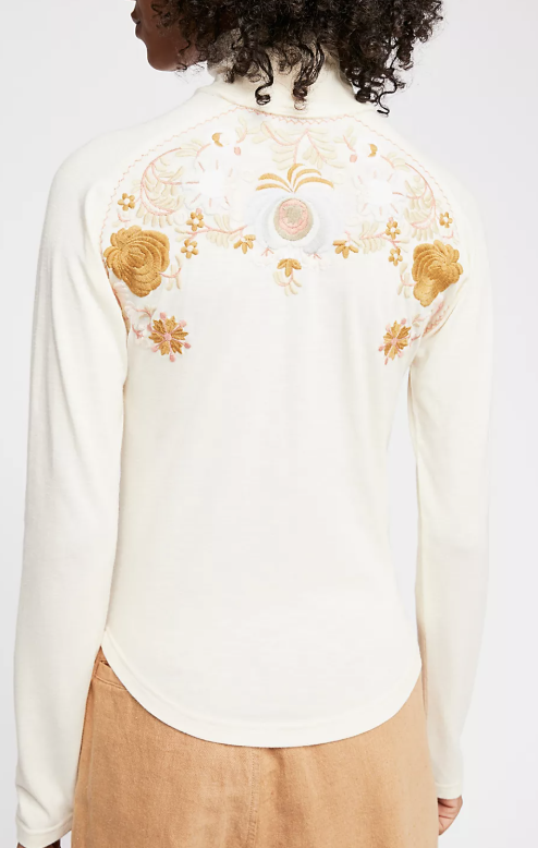 Top Manga Larga 100% Algodón Bordado Disco Rose FREE PEOPLE (S-M) 2