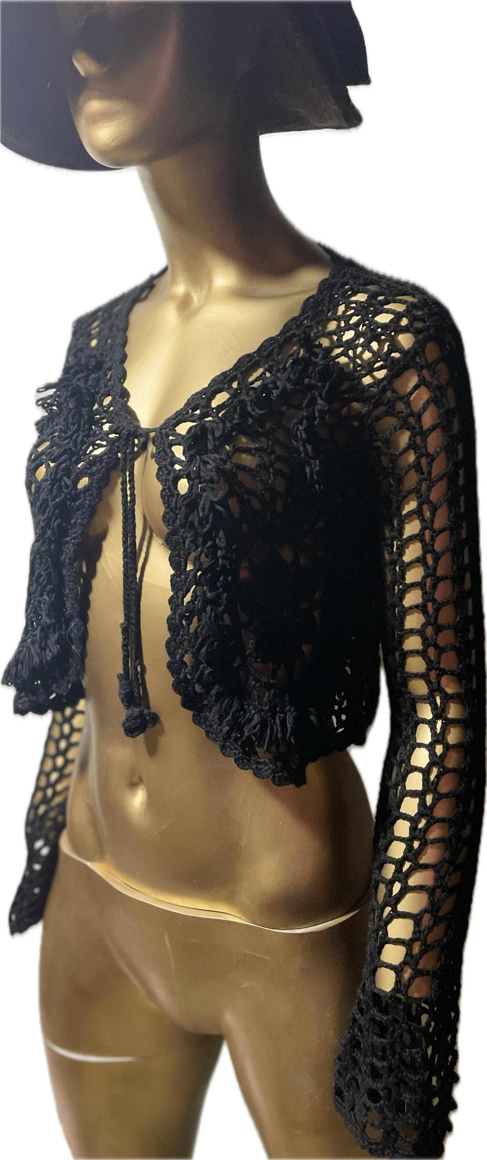 Bolero Crochét 20% Seda Manga Extra Larga LISCIO ITALY (XS-S) 4