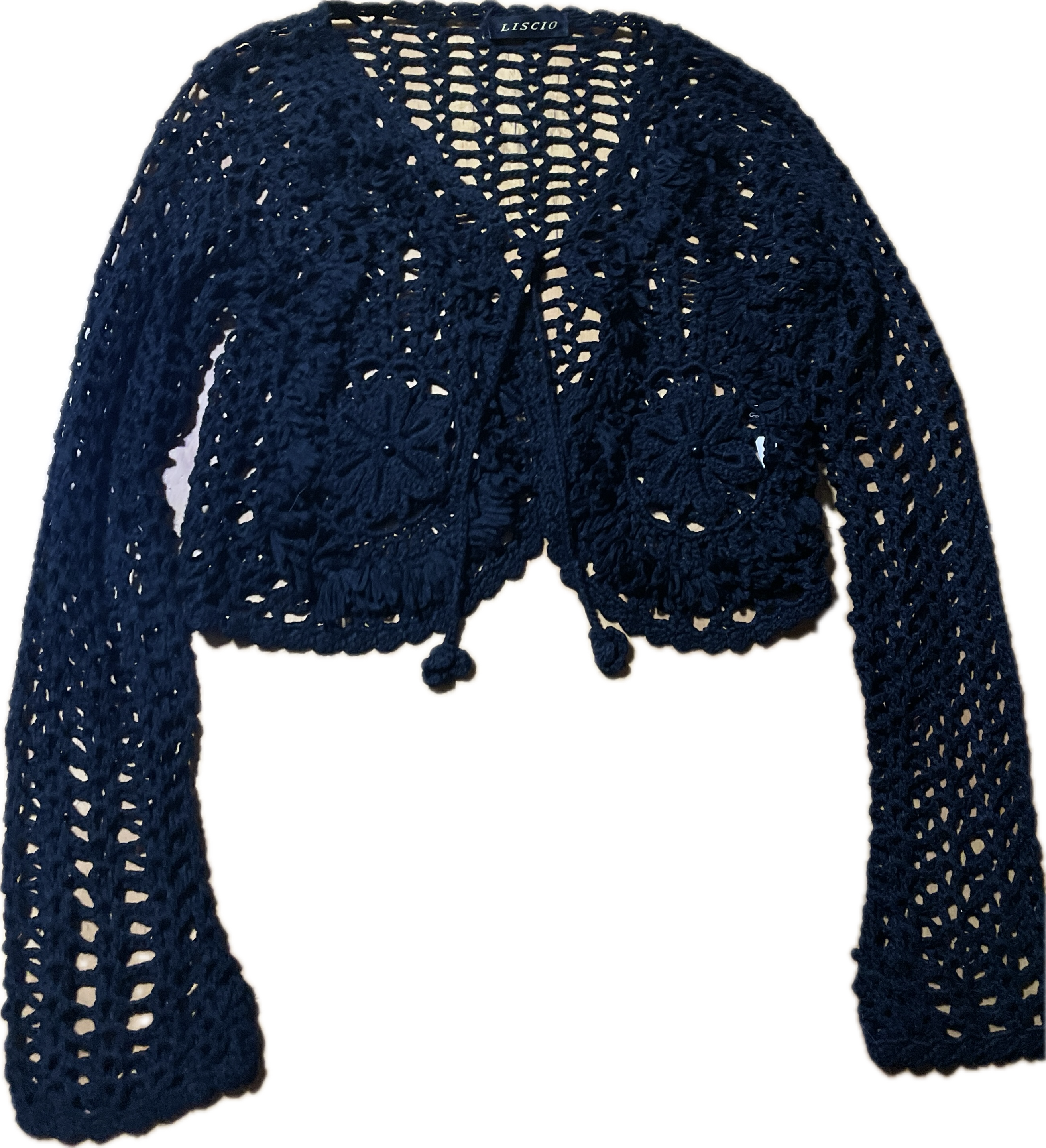 Bolero Crochét 20% Seda Manga Extra Larga LISCIO ITALY (XS-S) 2