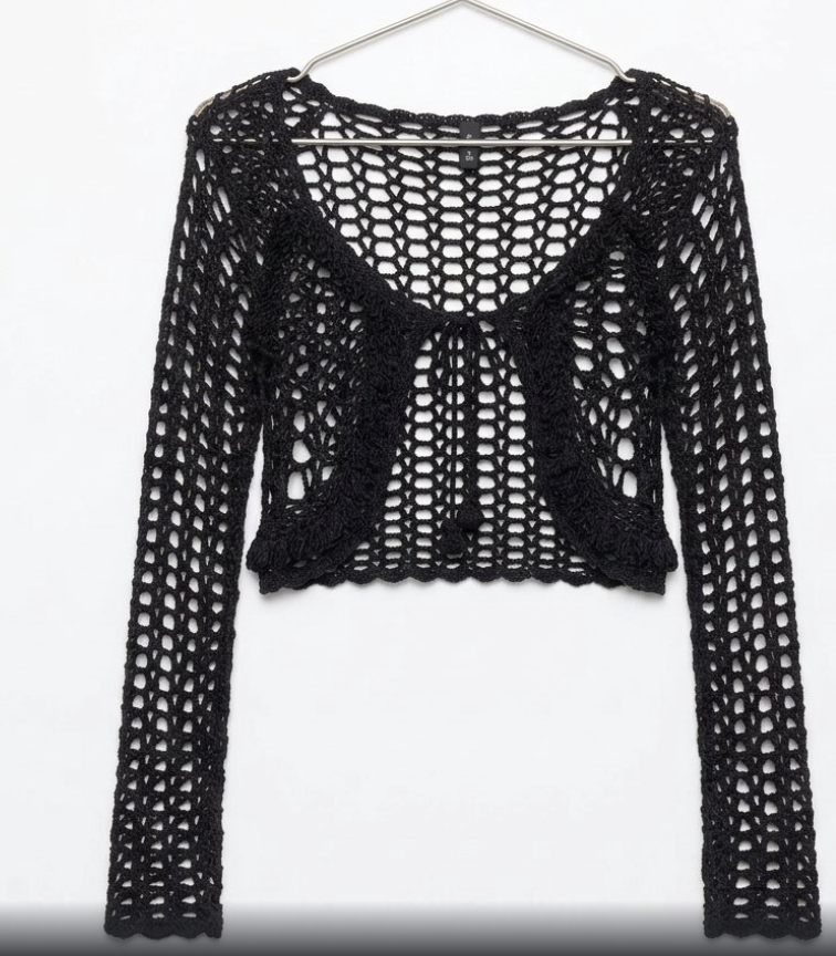 Bolero Crochét 20% Seda Manga Extra Larga LISCIO ITALY (XS-S) 3