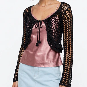 Bolero Crochét 20% Seda Manga Extra Larga LISCIO ITALY (XS-S)