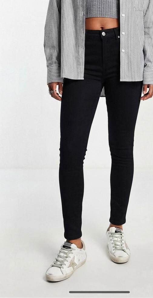 Jeans Leigh Tiro Medio-Alto Skinny Negro TOPSHOP (S-36) NUEVO CON ETIQUETAS 1