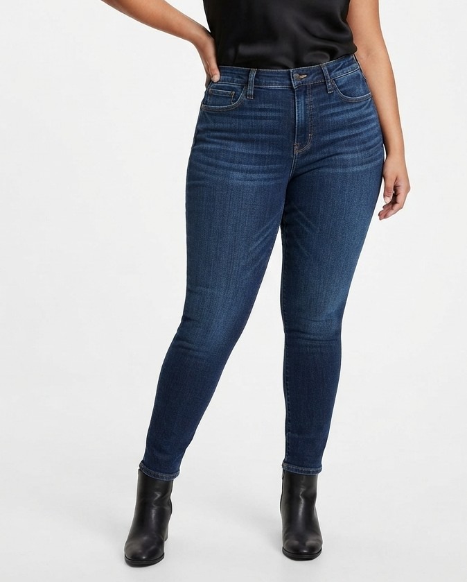 Skinny Jeans Tiro Medio en Lavado Azul Oscuro AMERICAN EAGLE (L-42) NUEVO CON ETIQUETAS 1