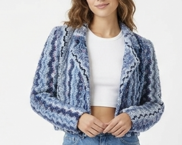 Cardigan Cropped Estilo Boucle Texturizado IT'S MAGIC BY TONY GARMENTS (S) TRUE VINTAGE  2