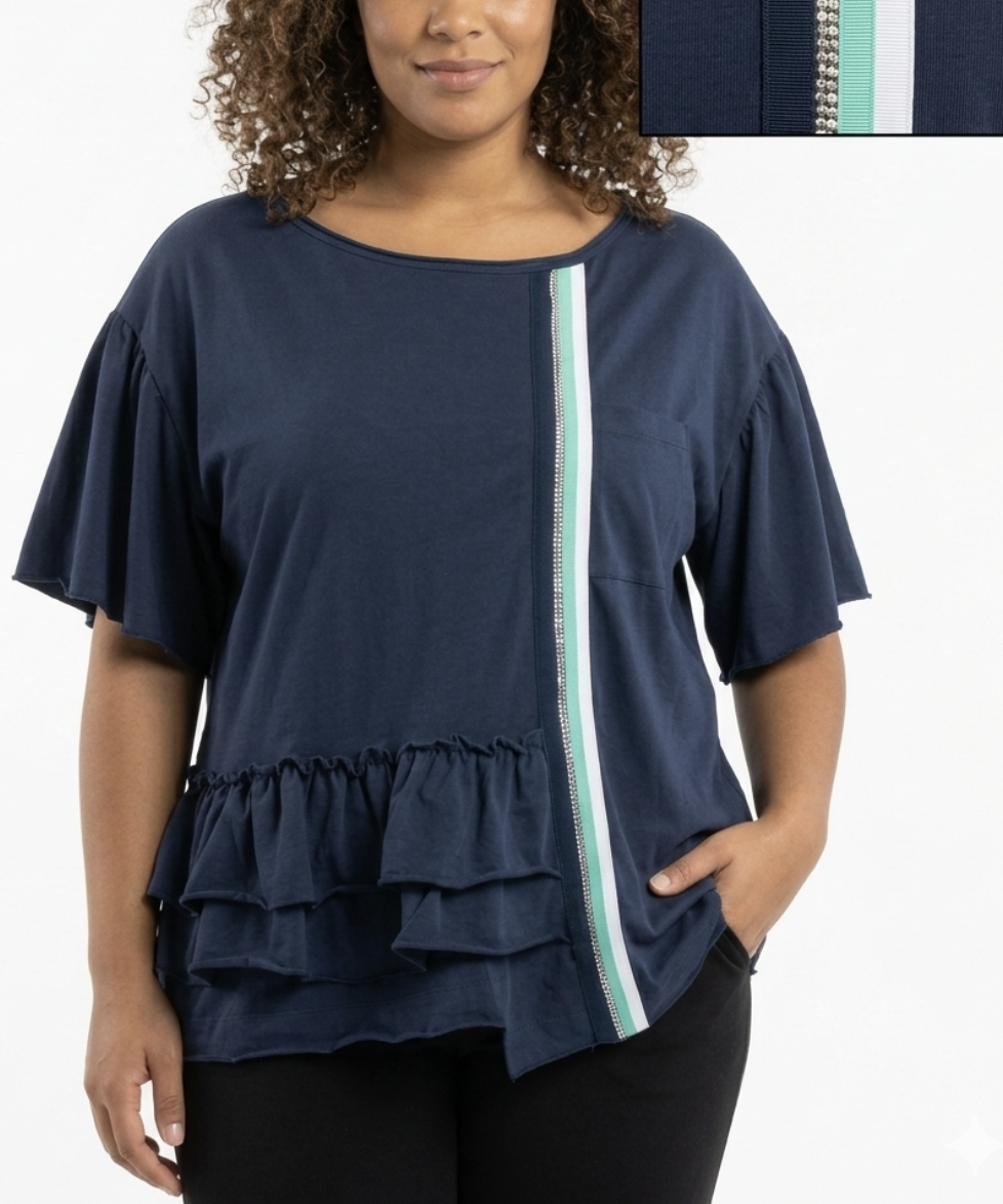 Polera Diseño Mariposa Vuelos Pedrería MARIA GRAZIA SEVERI (XL) 1