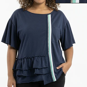 Polera Diseño Mariposa Vuelos Pedrería MARIA GRAZIA SEVERI (XL)