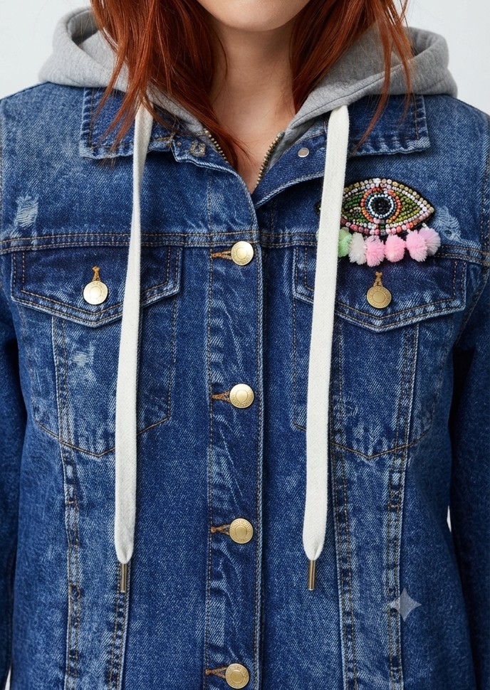 Chaqueta Denim Efecto Sudadera con Capucha y Parche de Ojo DESIGUAL (S) NUEVO CON ETIQUETAS 2