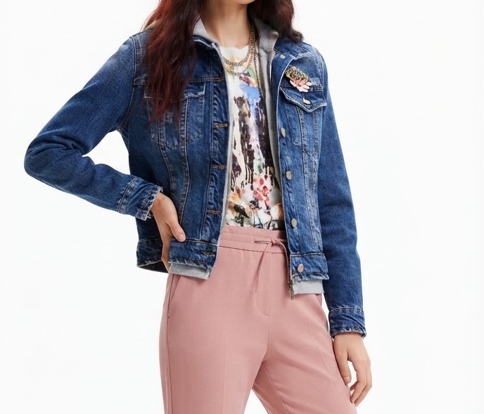 Chaqueta Denim Efecto Sudadera con Capucha y Parche de Ojo DESIGUAL (S) NUEVO CON ETIQUETAS 3