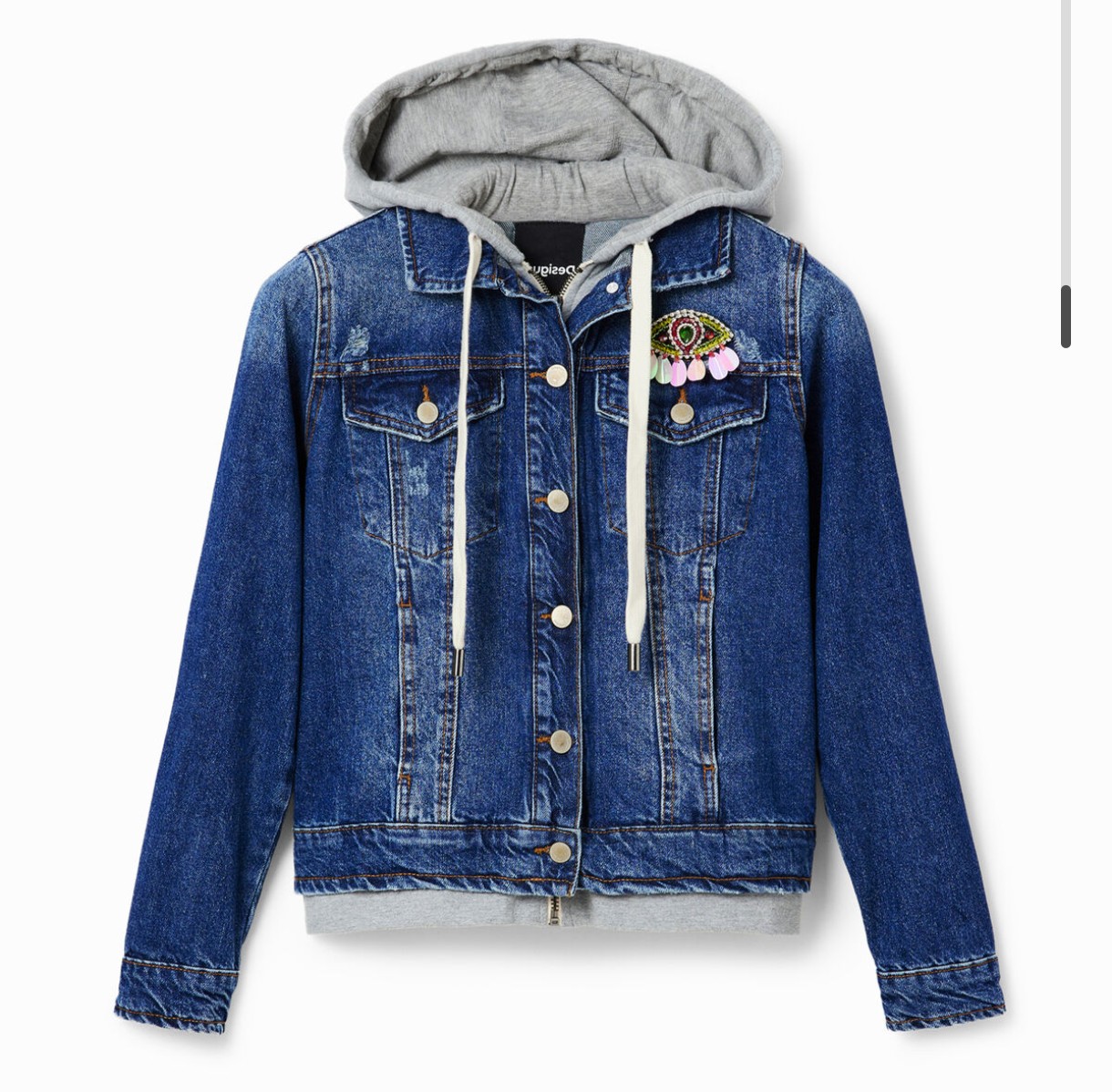 Chaqueta Denim Efecto Sudadera con Capucha y Parche de Ojo DESIGUAL (S) NUEVO CON ETIQUETAS 1