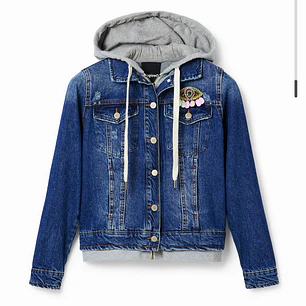 Chaqueta Denim Efecto Sudadera con Capucha y Parche de Ojo DESIGUAL (S) NUEVO CON ETIQUETAS