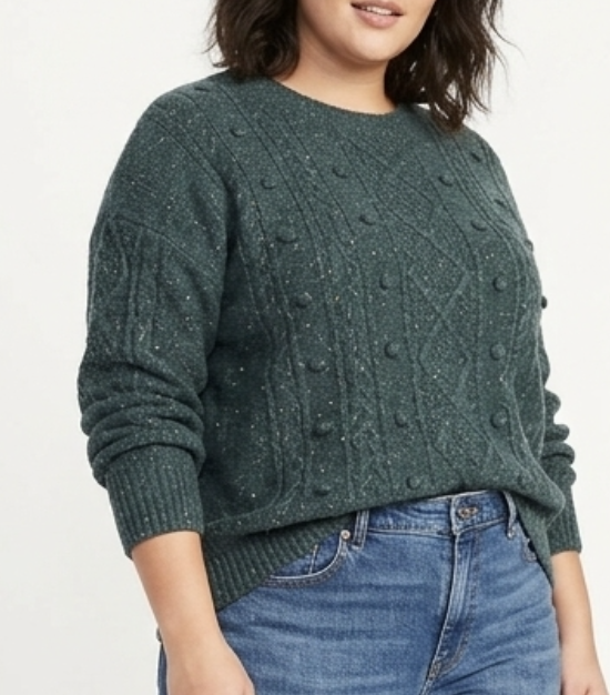 Suéter Tweed Cable-Knit Diseño Mangas 5% Lana OLD NAVY  (XL-XXL) NUEVO CON ETIQUETAS 1