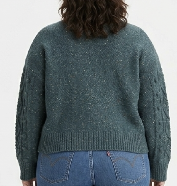 Suéter Tweed Cable-Knit Diseño Mangas 5% Lana OLD NAVY  (XL-XXL) NUEVO CON ETIQUETAS 2