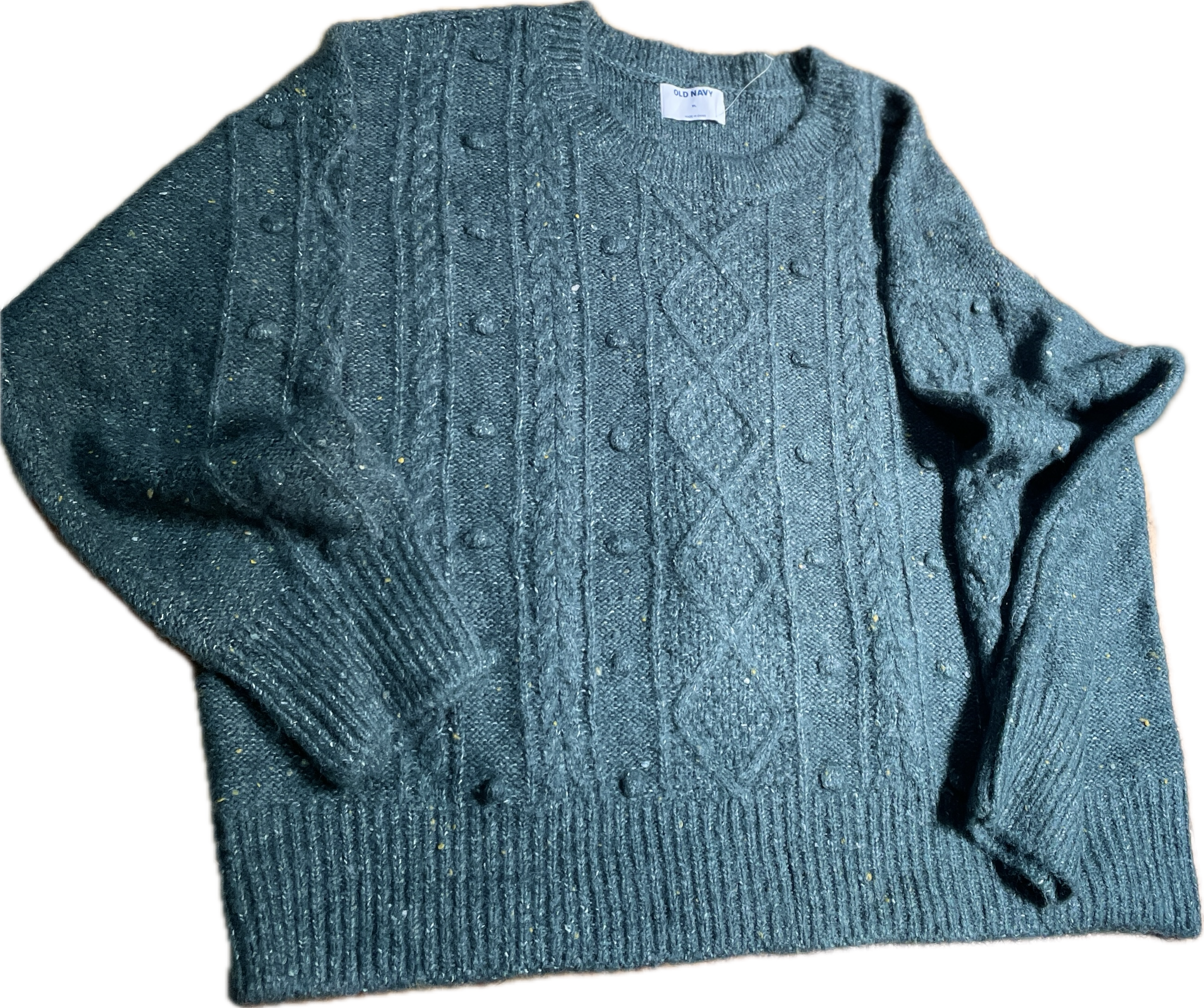 Suéter Tweed Cable-Knit Diseño Mangas 5% Lana OLD NAVY  (XL-XXL) NUEVO CON ETIQUETAS 4