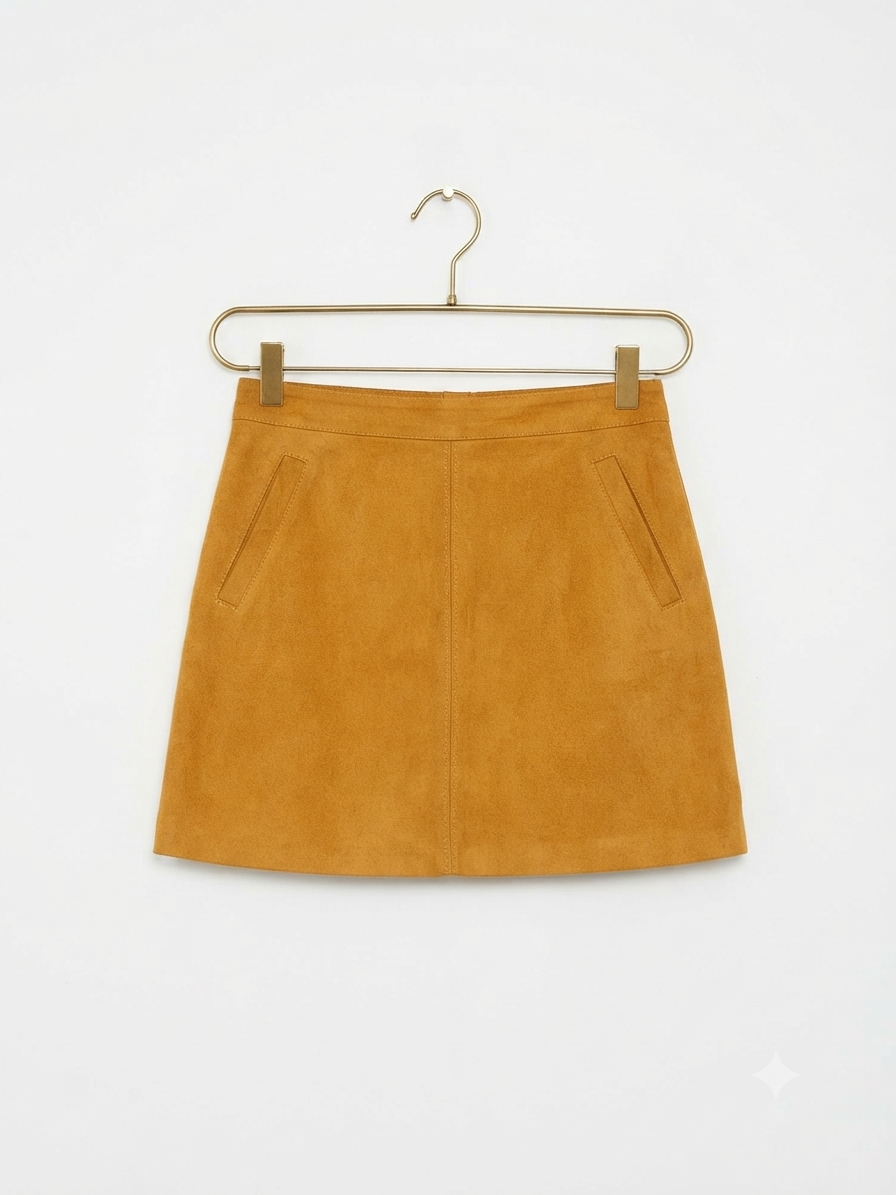 Minifalda de Gamuza con Bolsillos  100% Cuero de Cabra  ABERCROMBIE & FITCH COLLECTION (S) SHOWROOM 2