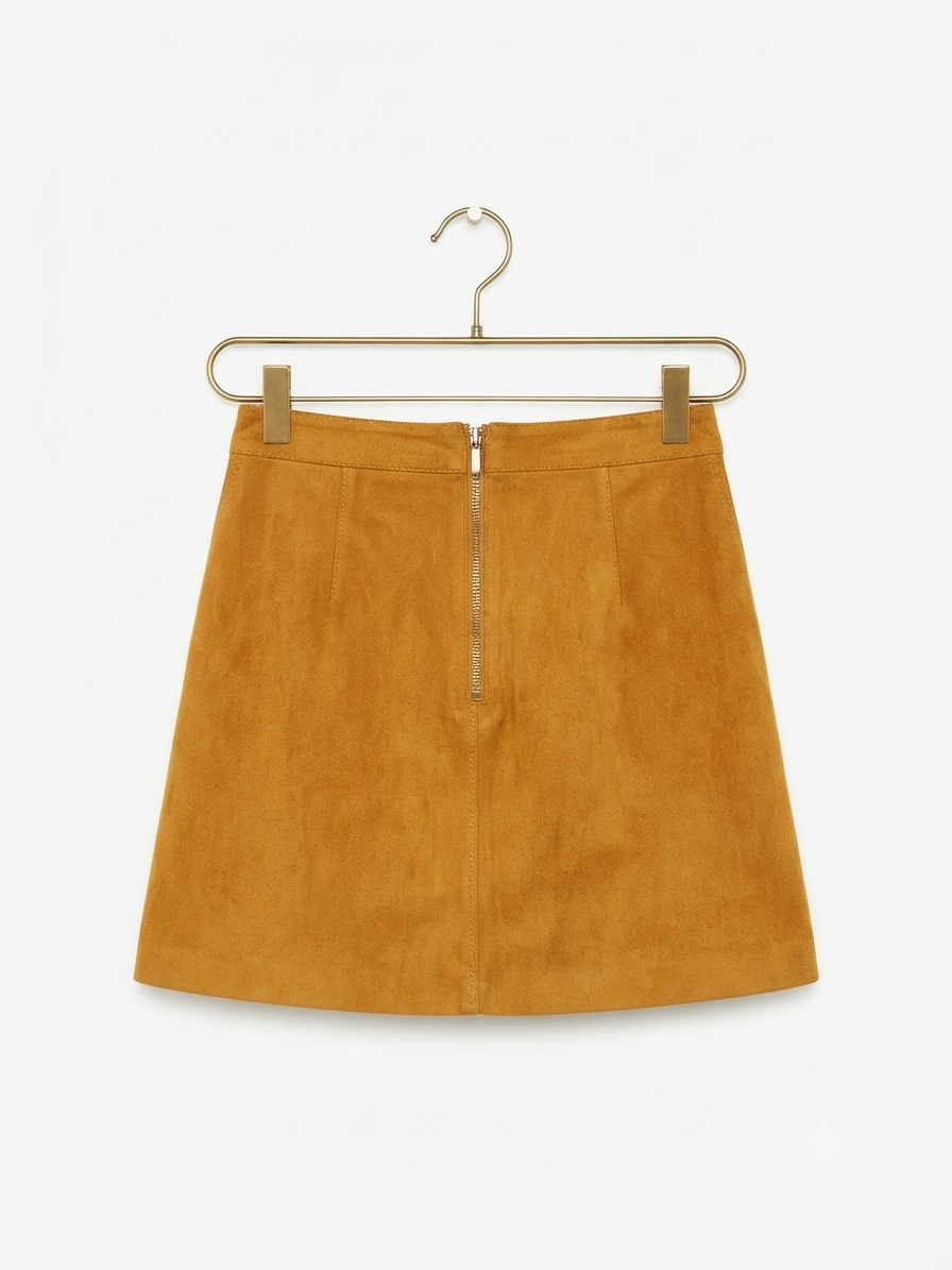 Minifalda de Gamuza con Bolsillos  100% Cuero de Cabra  ABERCROMBIE & FITCH COLLECTION (S) SHOWROOM 3