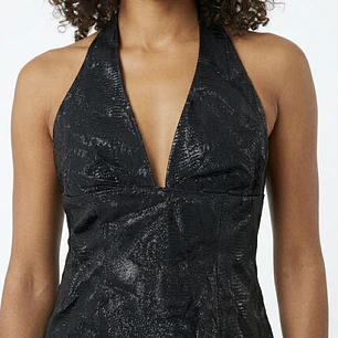 Top Halter 100% Cuero Brillante Snake Feel HUGO BUSCATI (S-M) TRUE VINTAGE