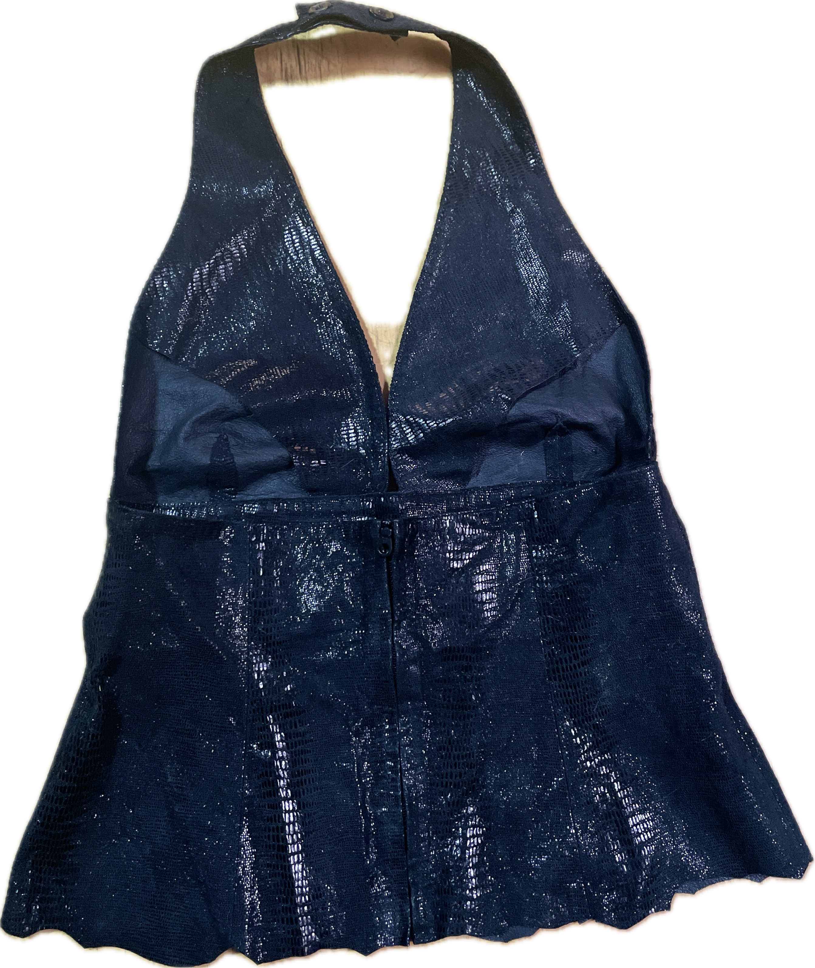 Top Halter 100% Cuero Brillante Snake Feel HUGO BUSCATI (S-M) TRUE VINTAGE 5
