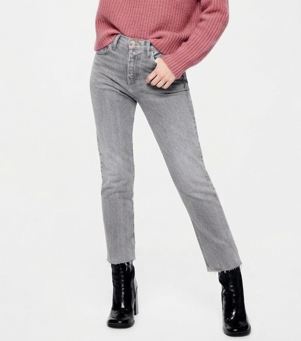 Jeans Gris Lavado Corte Recto Tiro Alto Con Bastilla Desflecada TOPSHOP (S-38) NUEVO 3