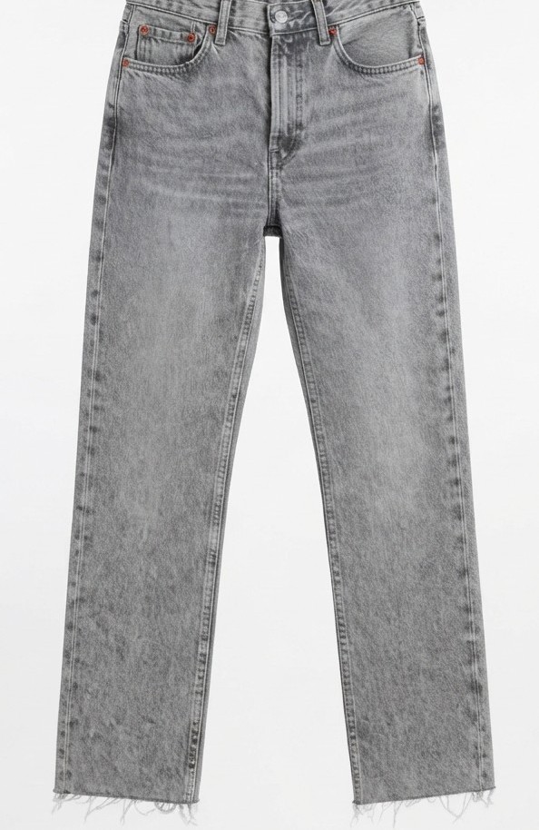 Jeans Gris Lavado Corte Recto Tiro Alto Con Bastilla Desflecada TOPSHOP (S-38) NUEVO 4