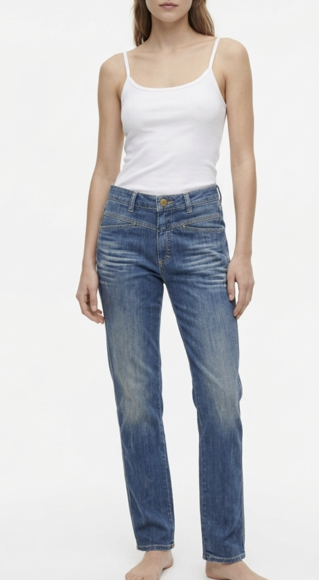 Jeans Straight Leg Deslavado Pedal Stream CLOSED (XS) NUEVO CON ETIQUETAS 1