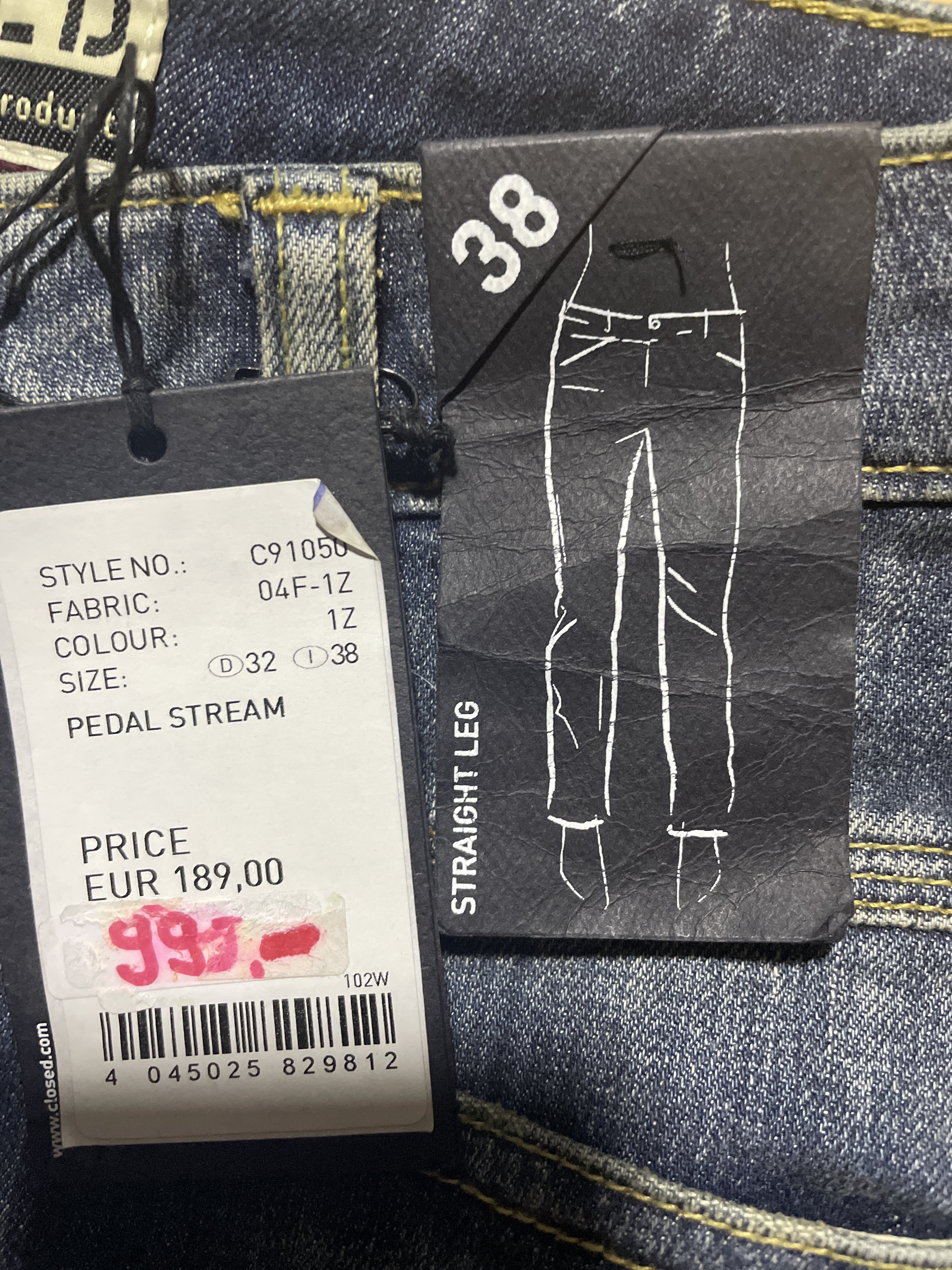 Jeans Straight Leg Deslavado Pedal Stream CLOSED (XS) NUEVO CON ETIQUETAS 4