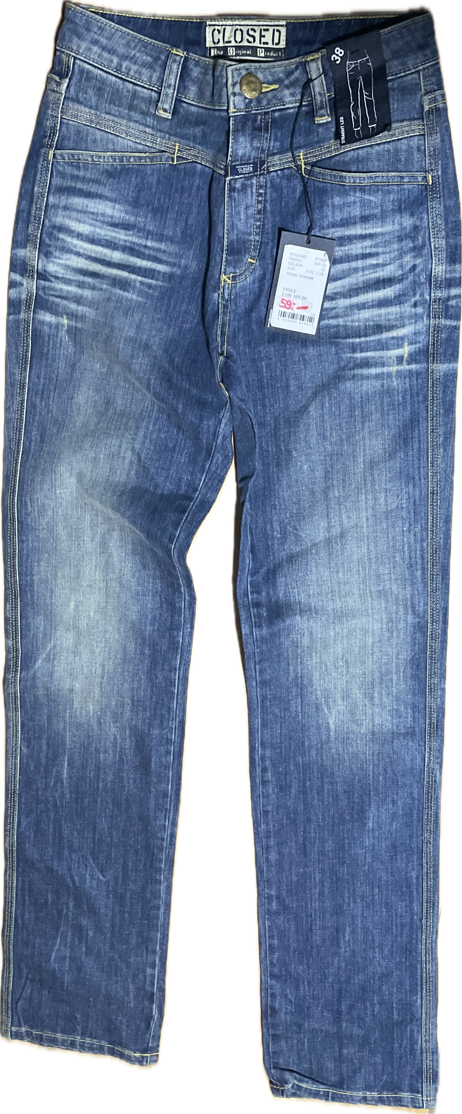 Jeans Straight Leg Deslavado Pedal Stream CLOSED (XS) NUEVO CON ETIQUETAS 8