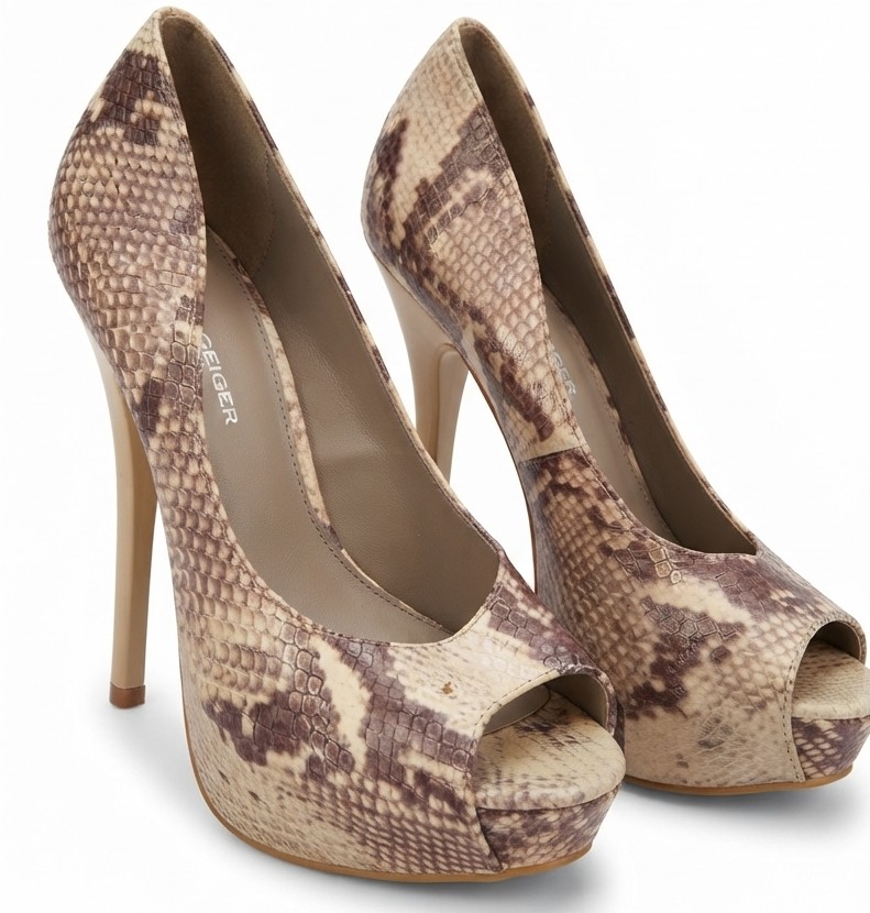 Stilettos Peep Toe Plataforma Animal Print / Serpiente KURT GEIGER (39) SHOWROOM 2