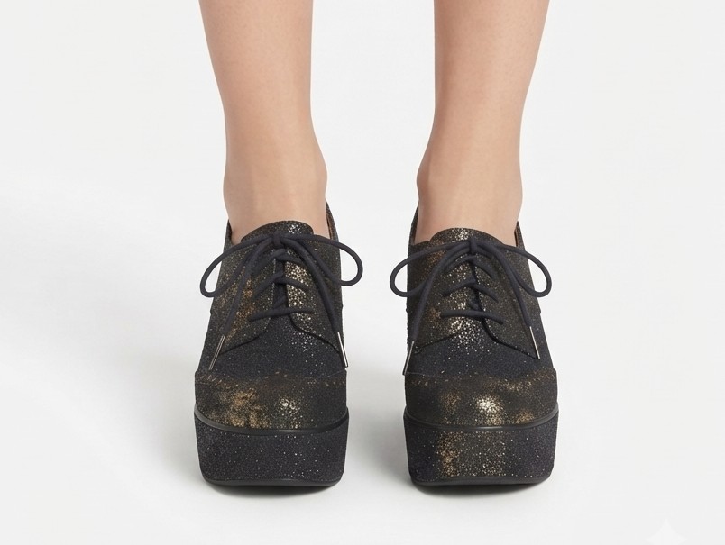 Zapatos Oxfords Destalonados Plataforma Negro/Dorado SCHUTZ (40) SHOWROOM 2