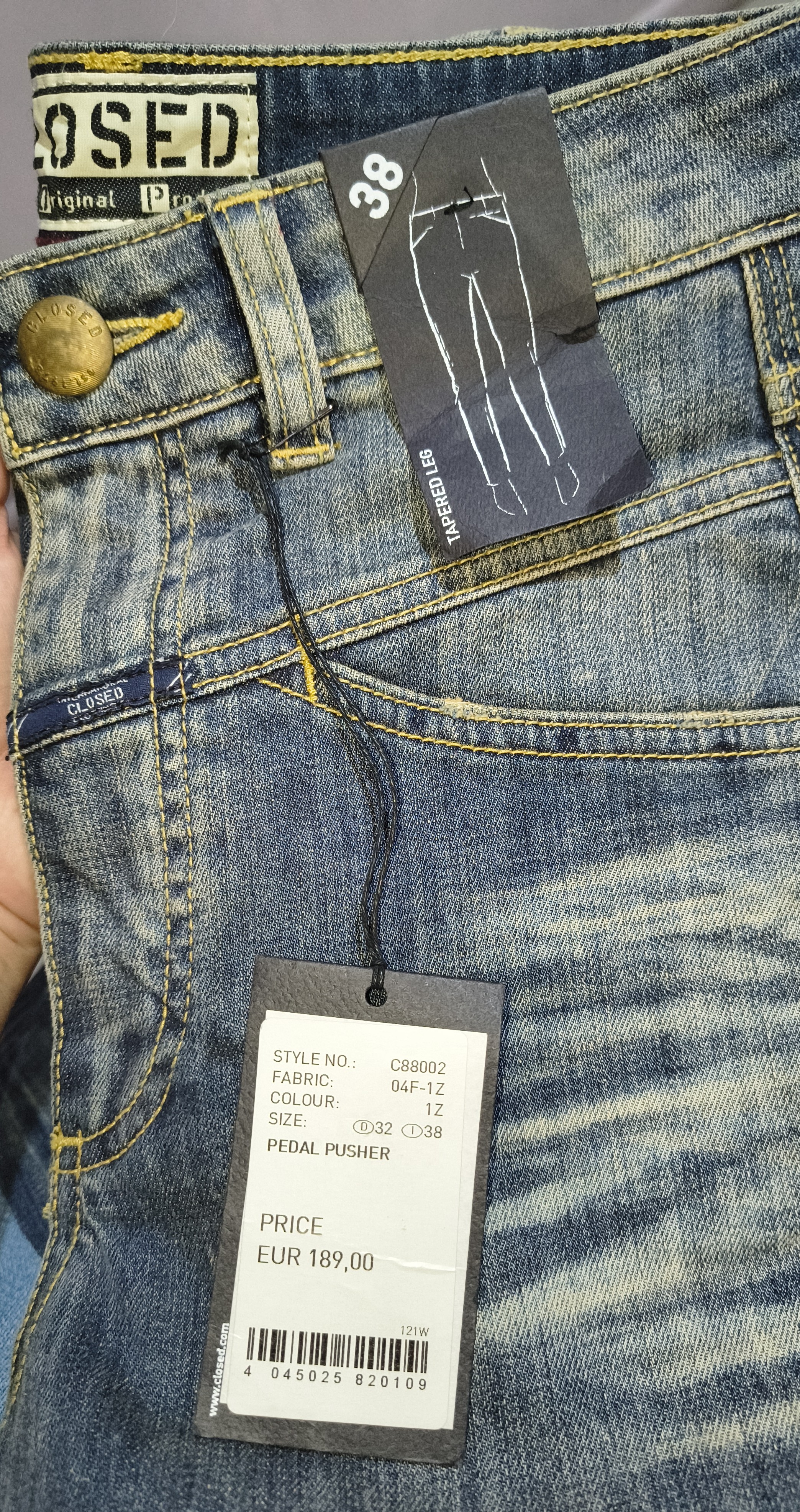 Jeans Pedal Pusher Tiro Alto De Corte Recto Azul Lavado CLOSED (XS-32/34) NUEVO CON ETIQUETAS 2