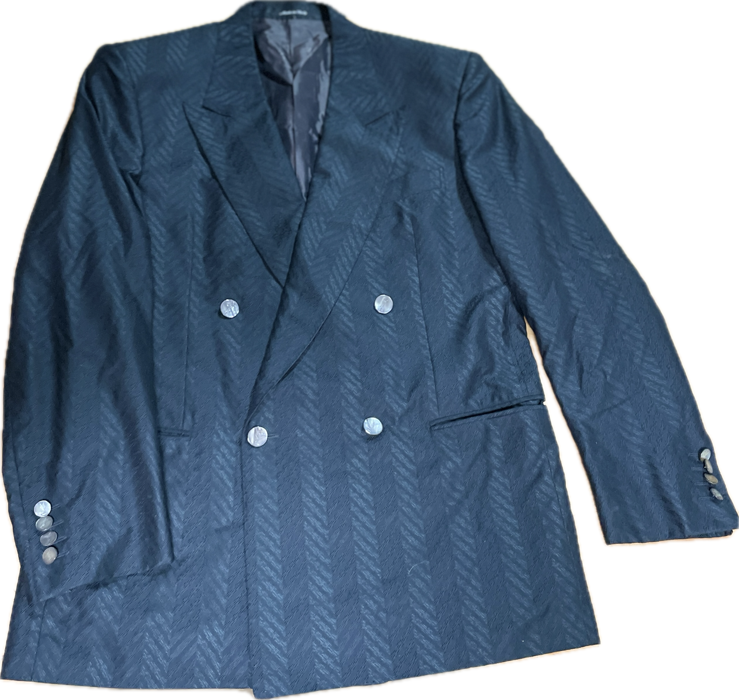 Blazer 100% Seda Jacquard Forro Bemberg Botón Nácar Monográma YSL (L-XL) TRUE VINTAGE 3
