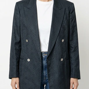 Blazer 100% Seda Jacquard Forro Bemberg Botón Nácar Monográma YSL (L-XL) TRUE VINTAGE