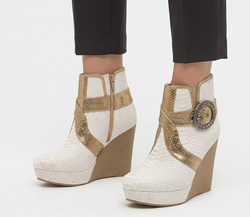 Botines 100% Cuero Taco Chino Plataforma Textura Serpiente EXOTICA (37) NUEVOS  1