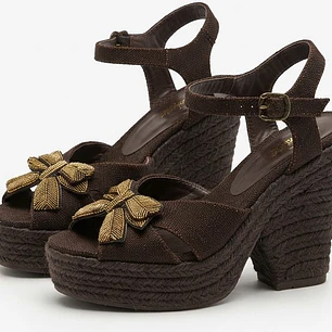 Sandalias Cuña Yute Con Moño Dorado CASTAÑER (36.5-37) NUEVO