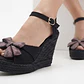 Sandalias Cuña Yute Con Moño Rosado/Lila CASTAÑER (36.5-37) NUEVO - Miniatura 1