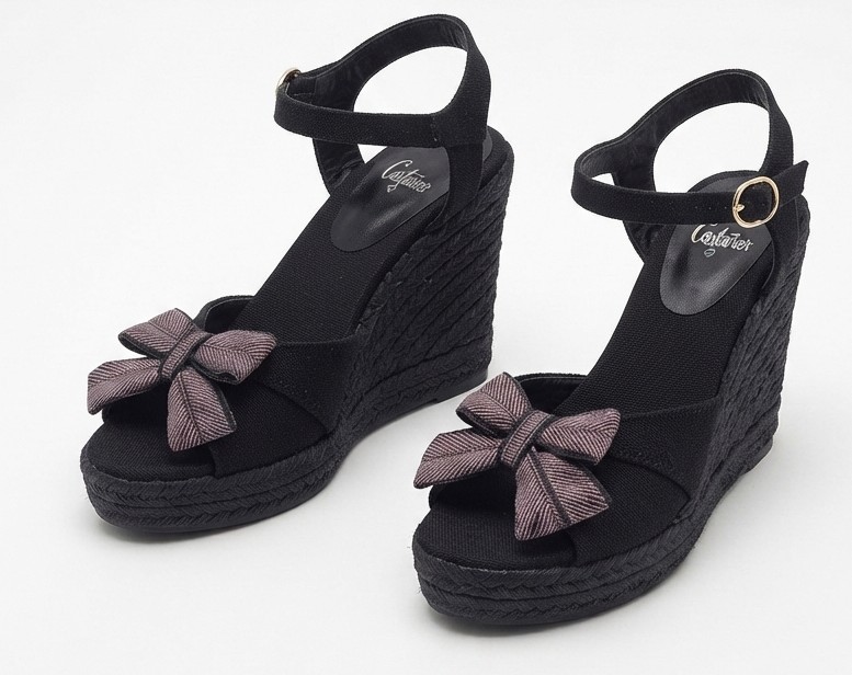 Sandalias Cuña Yute Con Moño Rosado/Lila CASTAÑER (36.5-37) NUEVO 2