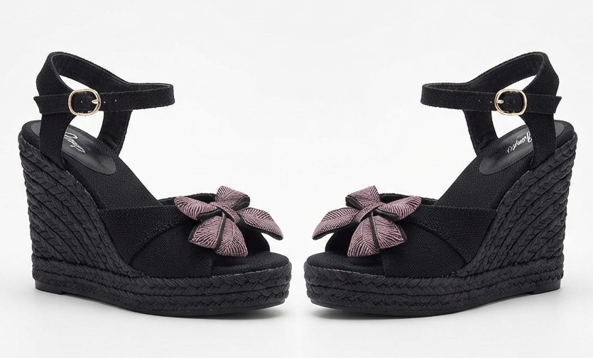 Sandalias Cuña Yute Con Moño Rosado/Lila CASTAÑER (36.5-37) NUEVO 3