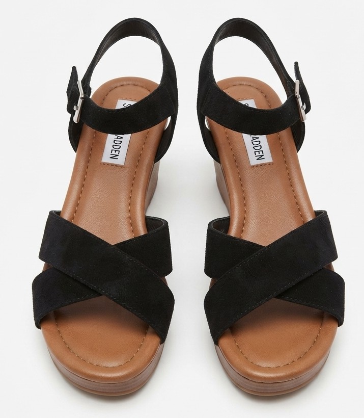 Sandalias 100% Cuero Plataformas Tiras Cruzadas y Taco Ancho Aspecto Madera STEVE MADDEN (37) 3