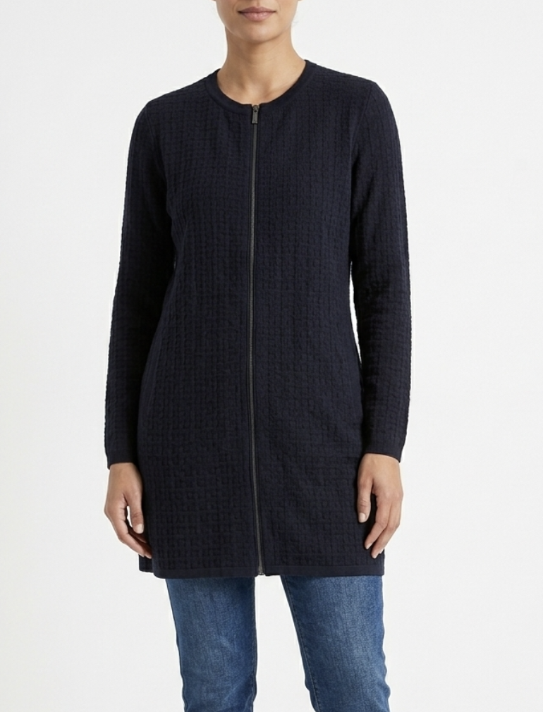 Cardigan Largo Zipper Tejido Waffle ALFANI (M-L) NUEVO CON ETIQUETAS 1