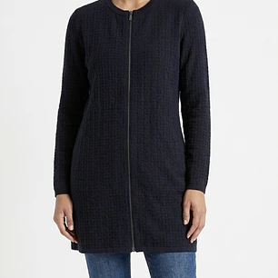 Cardigan Largo Zipper Tejido Waffle ALFANI (M-L) NUEVO CON ETIQUETAS