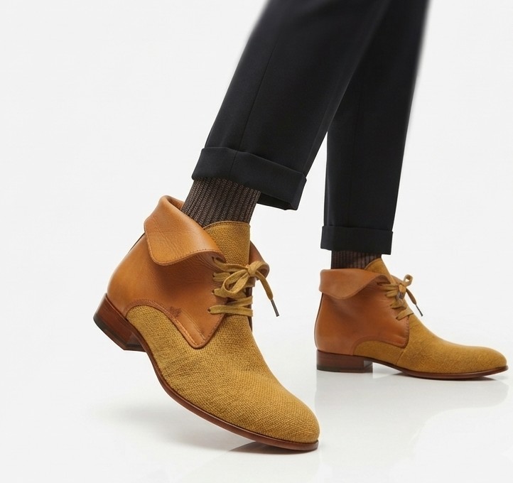 Botines Cuero y Lona Mostaza Suela Cuero Madera H BY HUDSON LONDON (36.5 - 37) 1