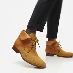 Botines Cuero y Lona Mostaza Suela Cuero Madera H BY HUDSON LONDON (36.5 - 37)