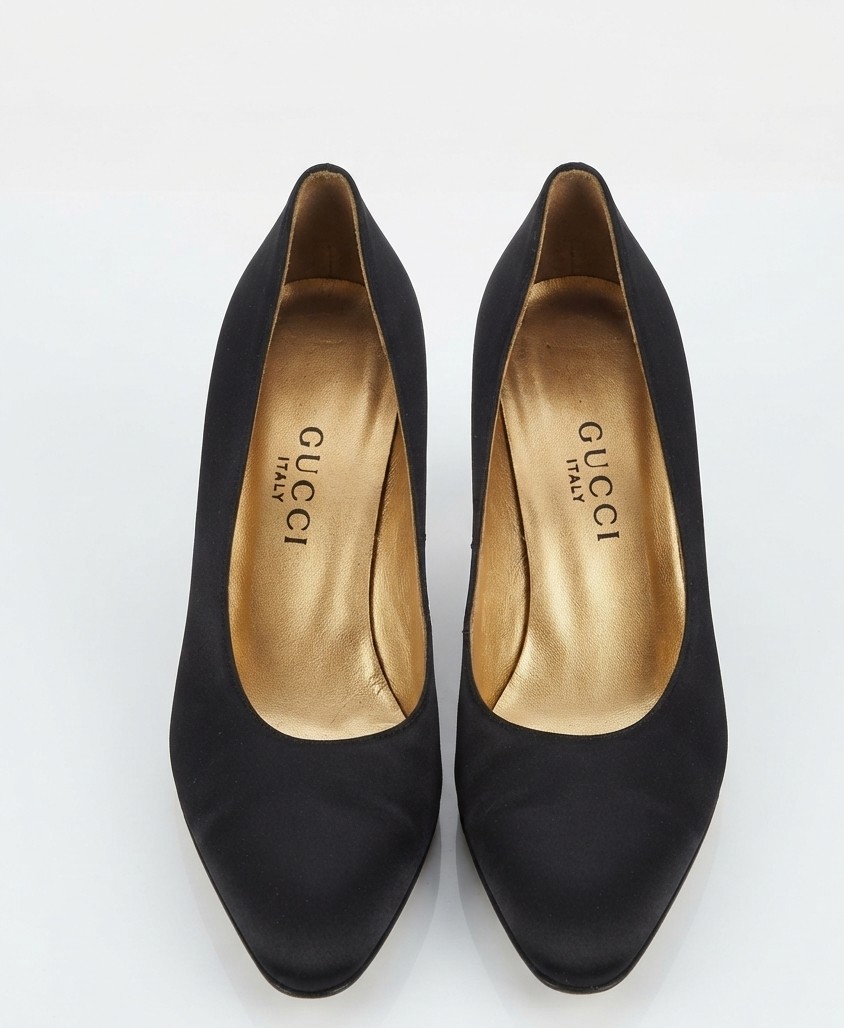Zapatos Stiletto Satén Gucci Vintage Raso Negro (36-36.5) 4