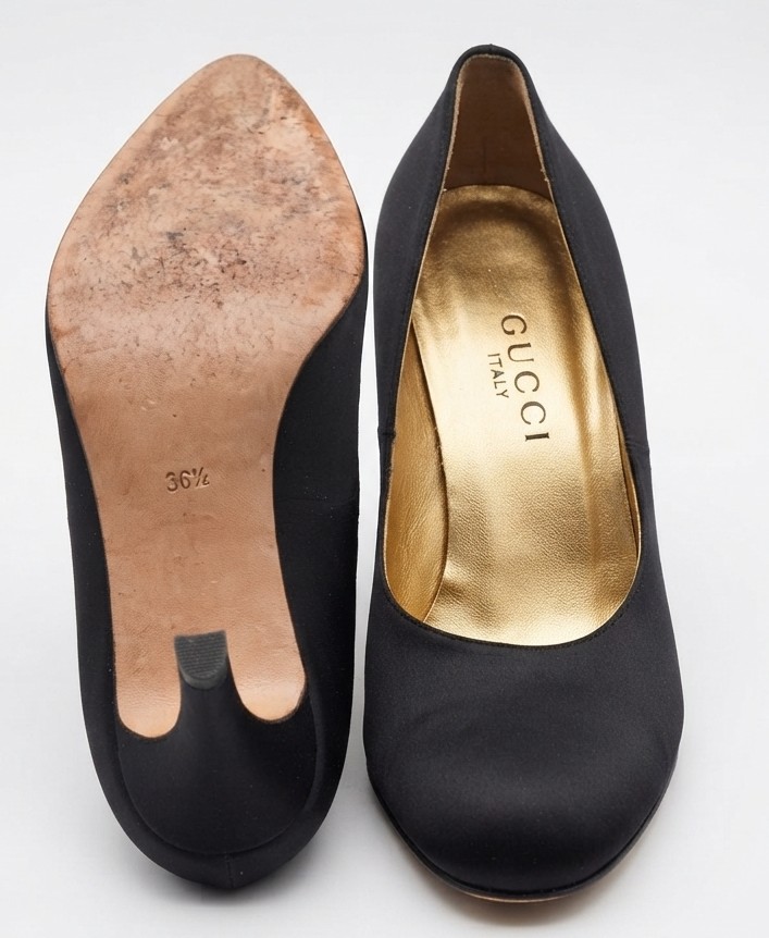 Zapatos Stiletto Satén Gucci Vintage Raso Negro (36-36.5) 2