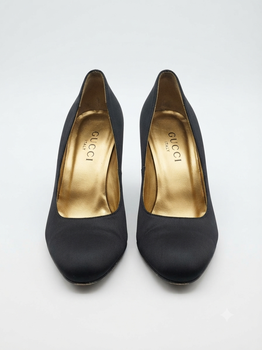 Zapatos Stiletto Satén Gucci Vintage Raso Negro (36-36.5) 3